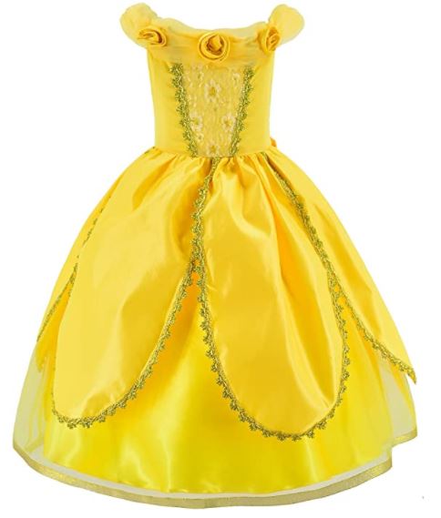Girls Princess Belle Costume Dress with accessories - Image 3