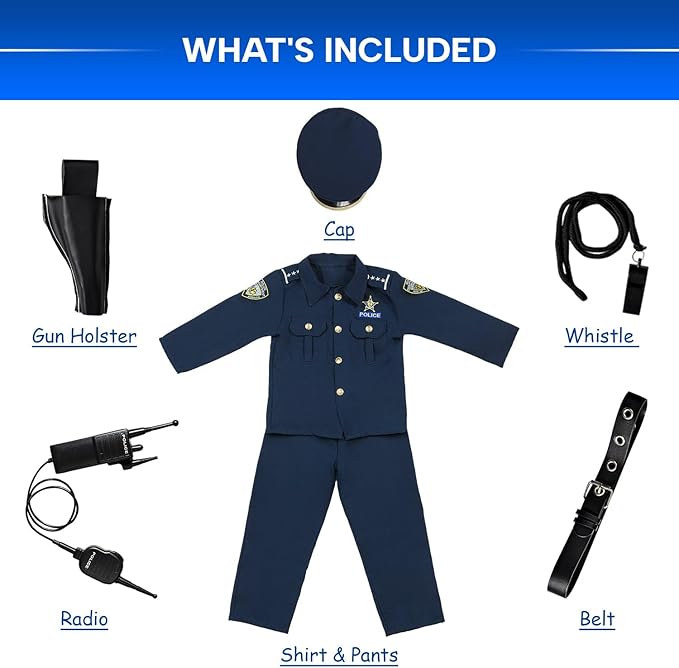 Career Day POLICE - Boys Deluxe Police Dress Up Costume Set 7PC SET - Image 4