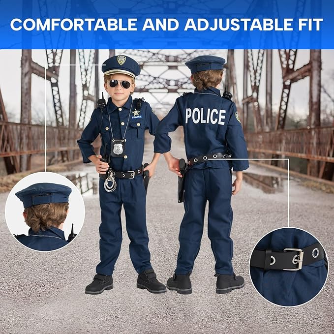 Career Day POLICE - Boys Deluxe Police Dress Up Costume Set 7PC SET - Image 2