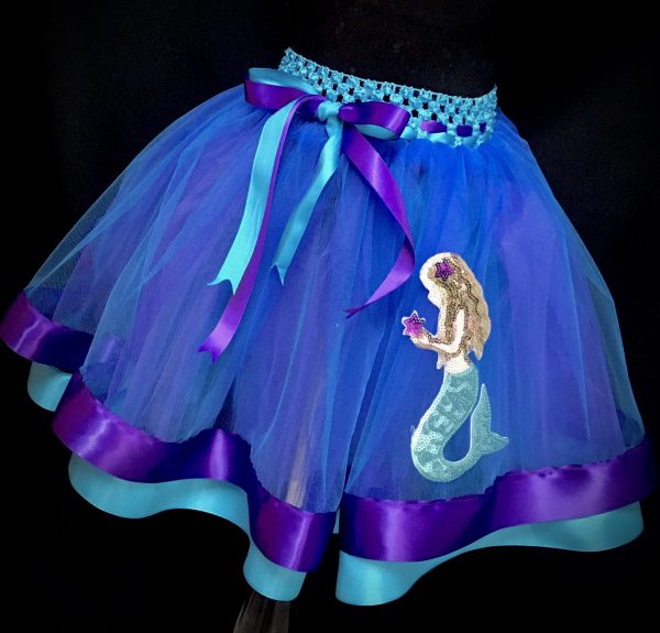 CUSTOM MADE Child tutu – TODDLER Simple Mermaid ribbon Tutu Fits up to 3yrs - Image 2