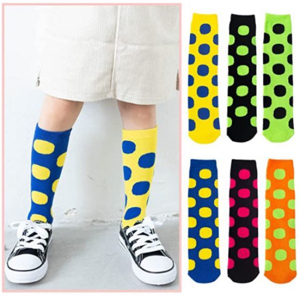 SOCKS – Kids Toddler soft Cotton Knee High Long Sock – Polka Dot