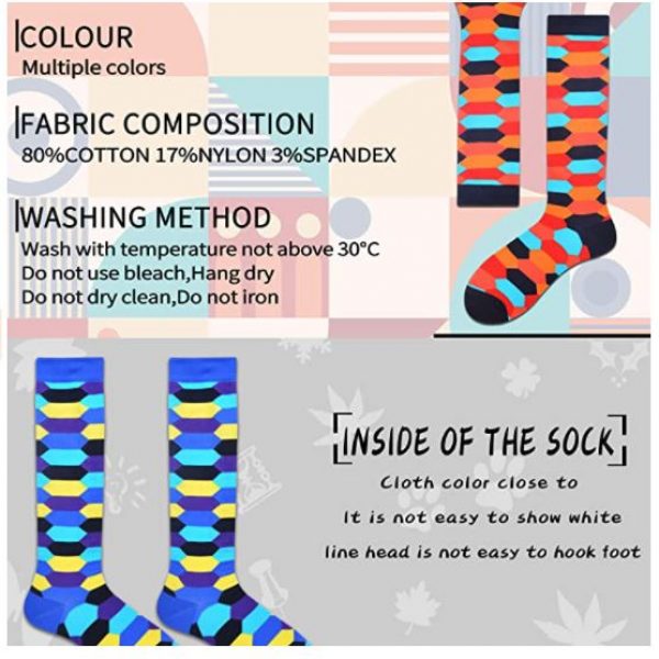 SOCKS – Adult Colorful Cotton Knee High Fun Casual Socks – Geometry Series