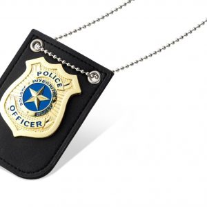 POLICE BADGE - Pretend Police Badge with chain and belt clip - GOLD