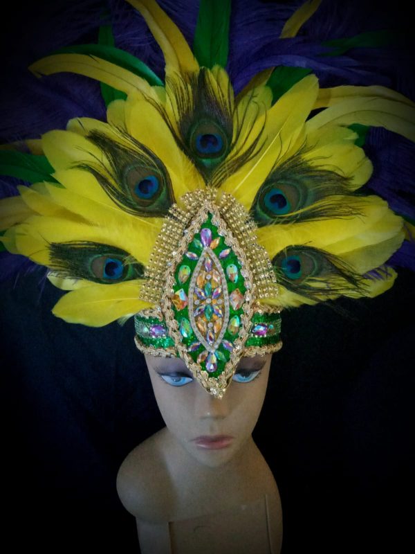 Mardi Gras Carnival Feather Rhinestone Headpiece - Image 4