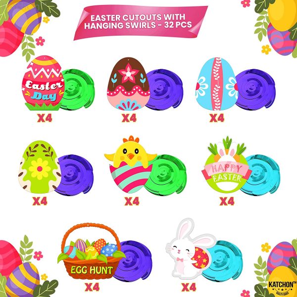 Easter Decoration – 46 Pieces, Easter Hanging Swirl Decorations