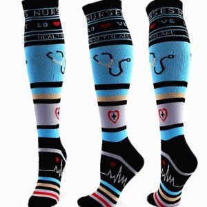 SOCKS - Colorful Compression Socks - BLACK/BLUE NURSE L/XL