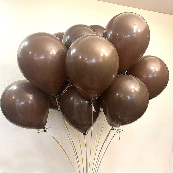 BALLOONS - Latex 12inch - 10 Pack - DARK BROWN Balloon - Image 2