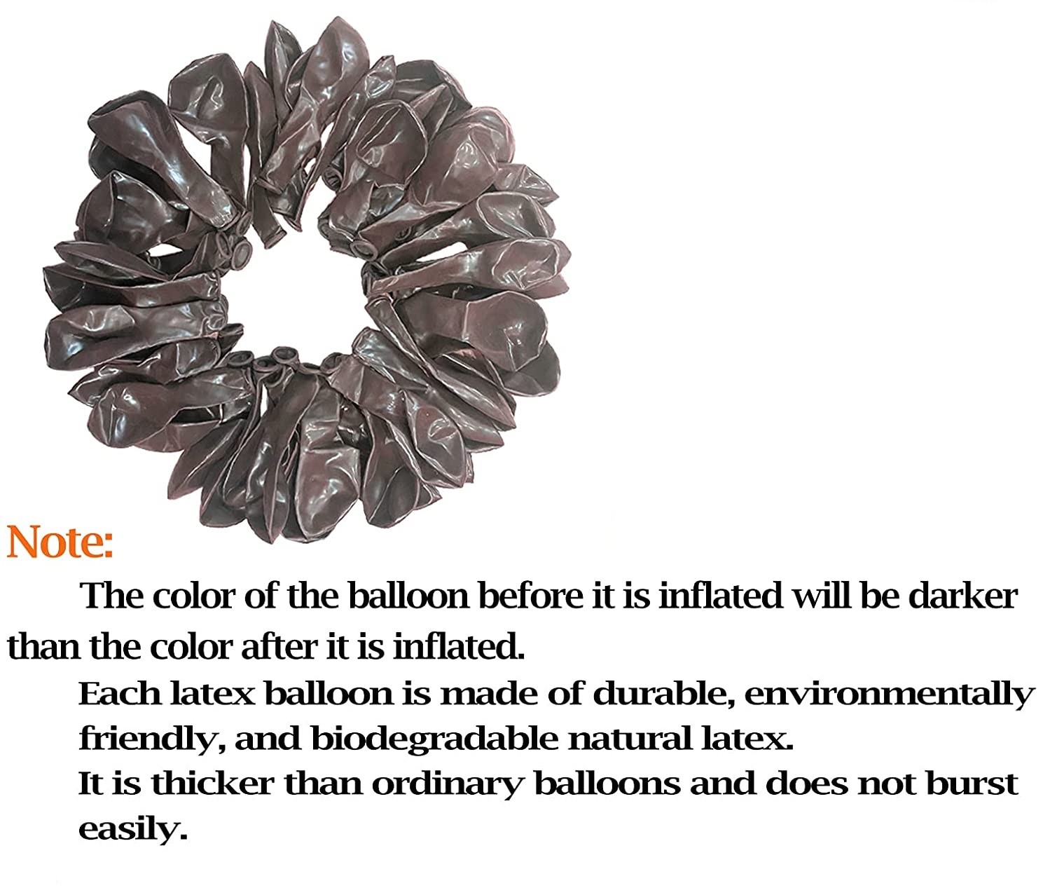 BALLOONS - Latex 12inch - 10 Pack - DARK BROWN Balloon - Image 3