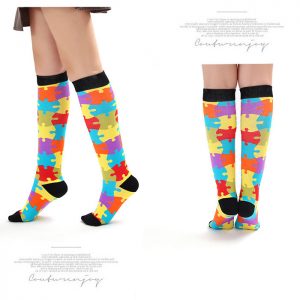 SOCKS - Colorful Compression Socks - PUZZLE S/M