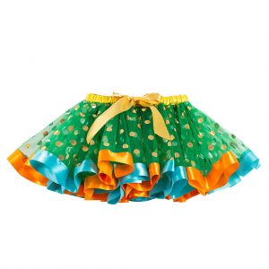 GIRLS RIBBON TUTU – Polka Dot Ribbon Tutu - GREEN/GOLD POLKA DOT (9-11)