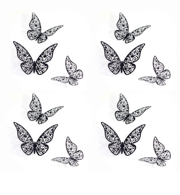 Butterfly Wall Sticker Decoration 3D (Single Layer) – Reflective Crystal Butterfly BLACK (TT) - Image 2