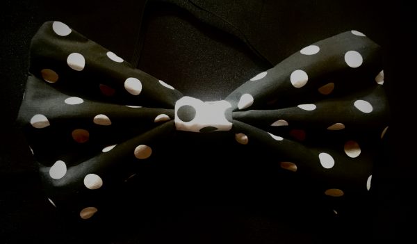 Ties - JUMBO Bow Ties - BLACK WITH WHITE POLKA DOT