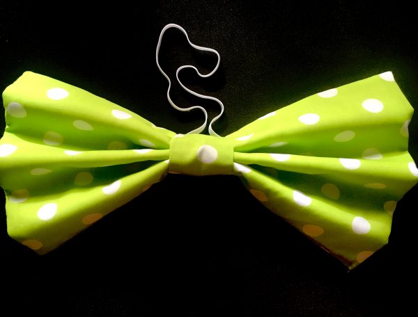 Ties - JUMBO Bow Ties - GREEN WITH WHITE POLKA DOT