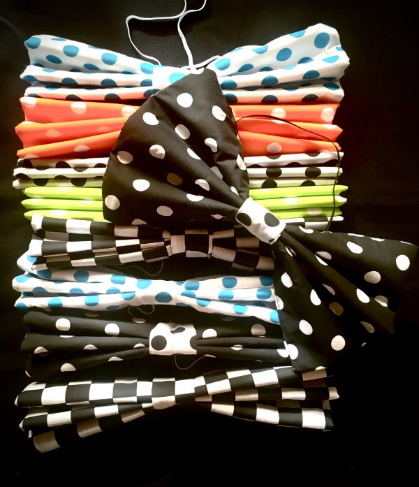 Ties - JUMBO Bow Ties - BLACK WITH WHITE POLKA DOT - Image 2