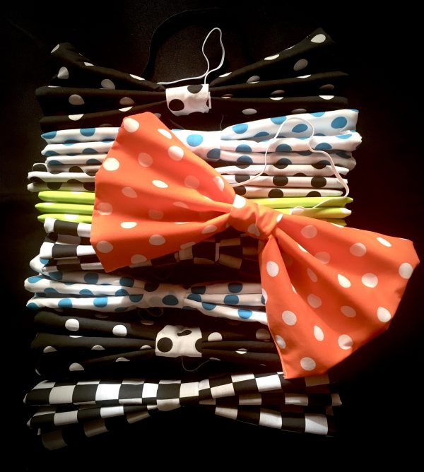 Ties - JUMBO Bow Ties - ORANGE WITH WHITE POLKA DOT - Image 2