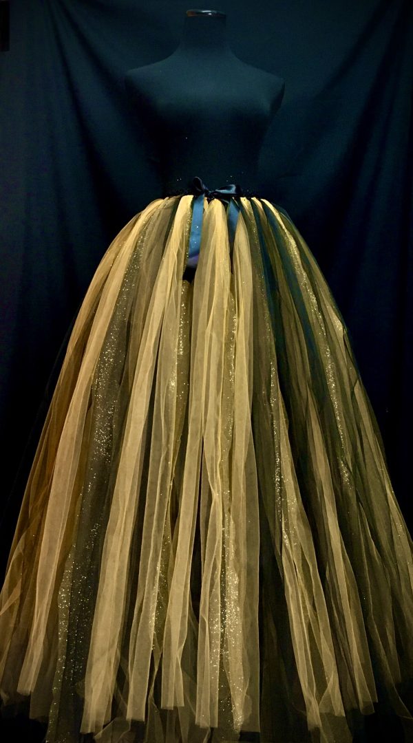 ADULT TUTU – CUSTOM MADE Adult FLOOR Length Black/Gold Glitter Tutu