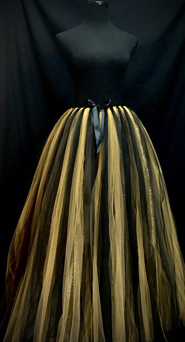 ADULT TUTU – CUSTOM MADE Adult FLOOR Length Black/Gold Glitter Tutu - Image 2