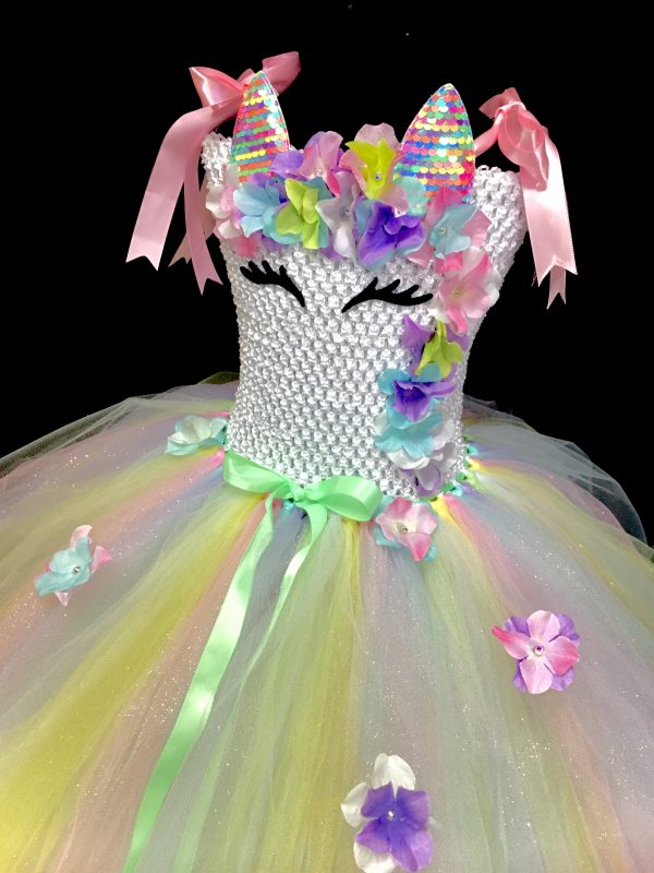 CUSTOM MADE Child tutu dress - PASTEL Unicorn 3-LAYER Tutu Dress SIZE: Fits up to 6yrs - Image 2