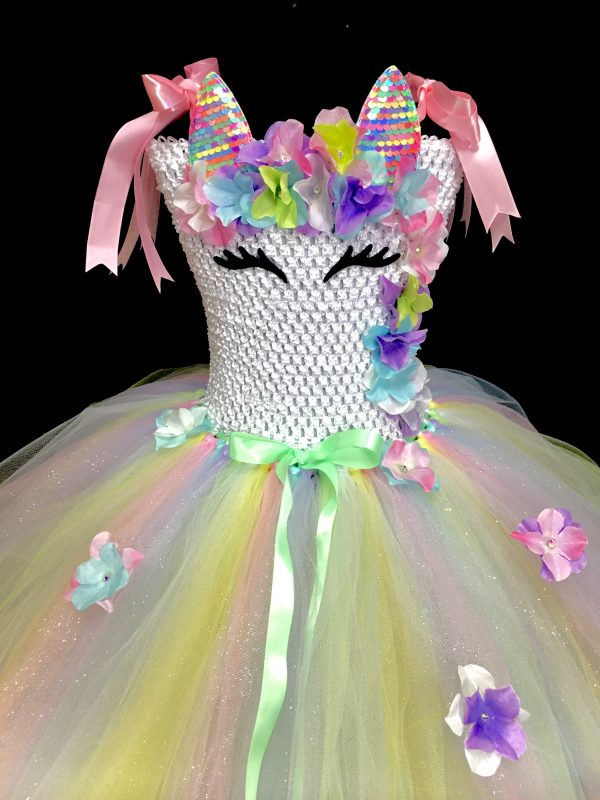 CUSTOM MADE Child tutu dress - PASTEL Unicorn 3-LAYER Tutu Dress SIZE: Fits up to 6yrs - Image 3