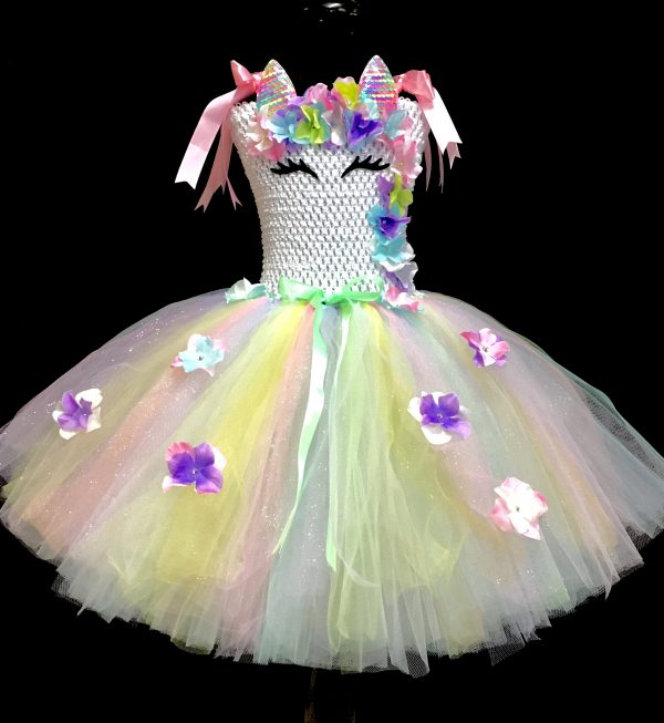 CUSTOM MADE Child tutu dress - PASTEL Unicorn 3-LAYER Tutu Dress SIZE: Fits up to 6yrs - Image 4