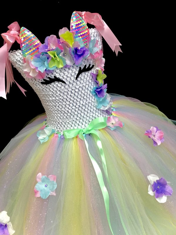 CUSTOM MADE Child tutu dress - PASTEL Unicorn 3-LAYER Tutu Dress SIZE: Fits up to 6yrs - Image 6