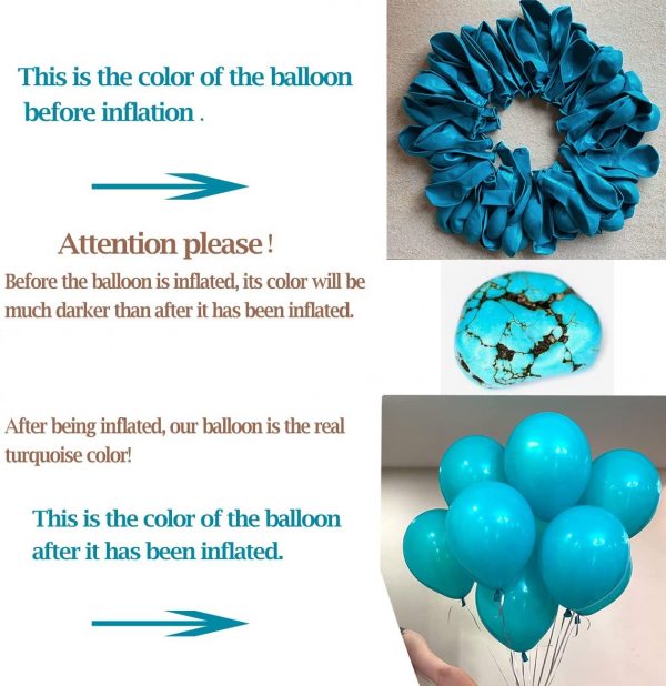BALLOONS - Latex 12inch - 10 Pack - TURQUOISE BLUE Balloon - Image 2