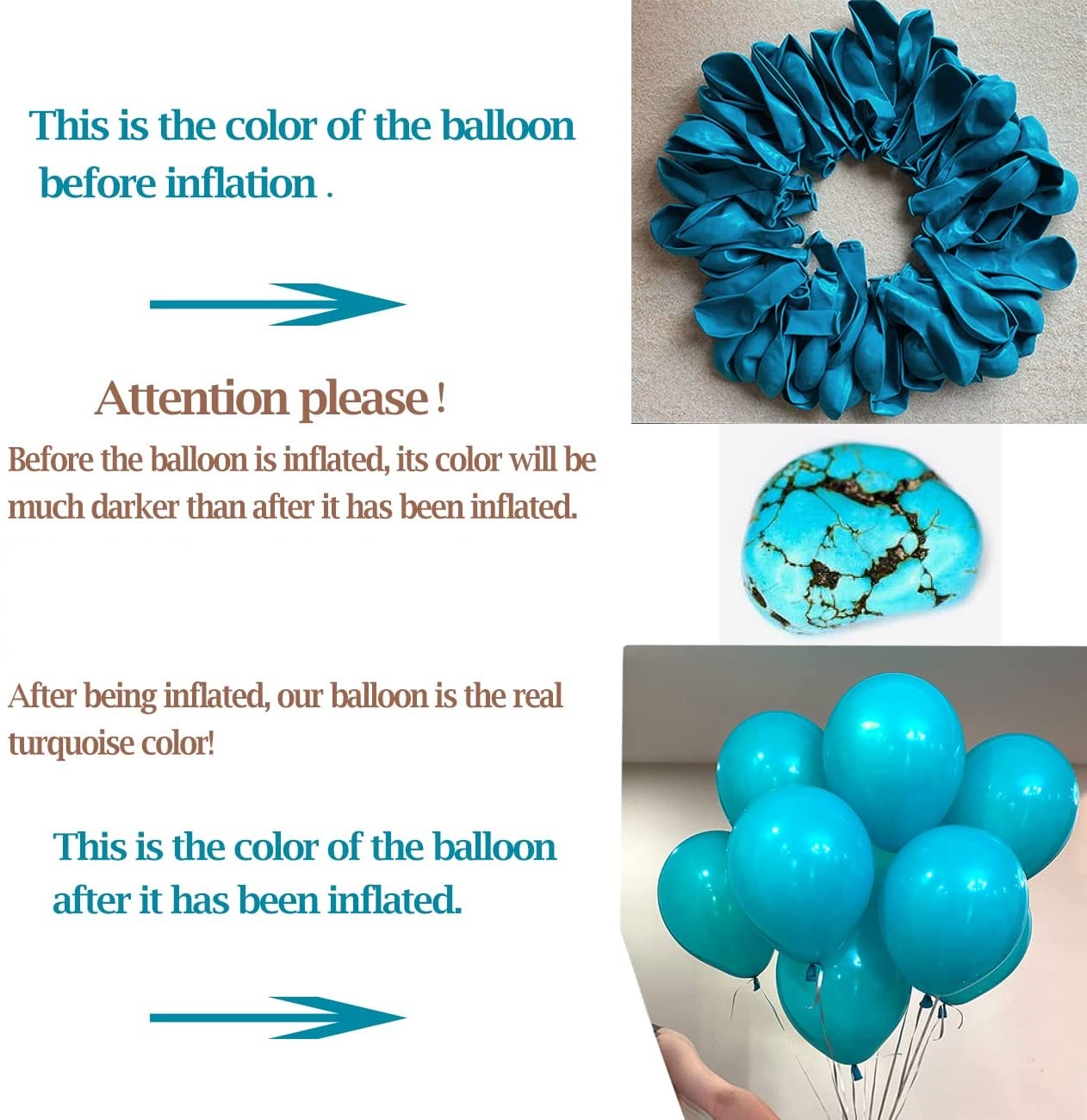 BALLOONS - Latex 12inch - 10 Pack - TURQUOISE BLUE Balloon - Image 2