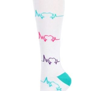 SOCKS - Colorful Compression Socks - WHITE HEART PULSE S/M