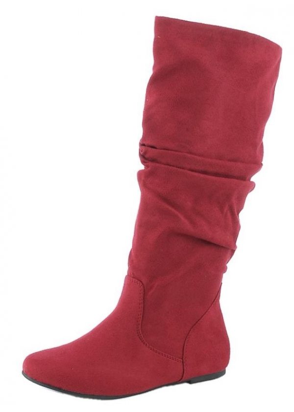 MID CALF HIGH BOOTS -BURGUNDY - Burgundy Mid Calf Suede Boots SIZE: 10