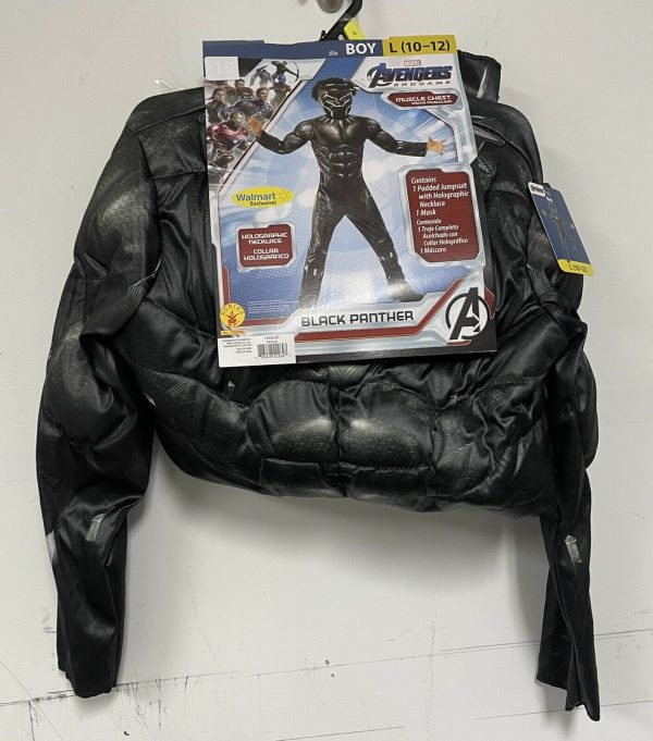 Super Hero Boy - Boy Black Panther Marvel Avengers Costume with Muscle Chest SIZE:  KIDS LARGE 10-12