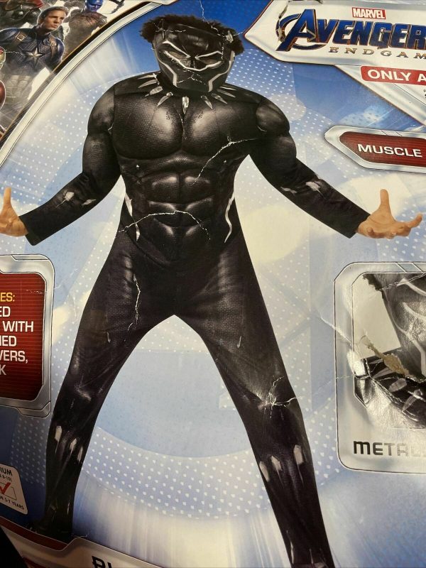 Super Hero Boy - Boy Black Panther Avengers Child Costume with Muscle Chest Medium 8-10 - Image 2