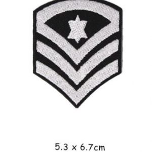 MILITARY PATCH - ARMY Emblem Military Iron on Patches SILVER-BLACK WITH STAR