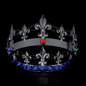 Men BLACK Fleur De Lis Jeweled King Crown