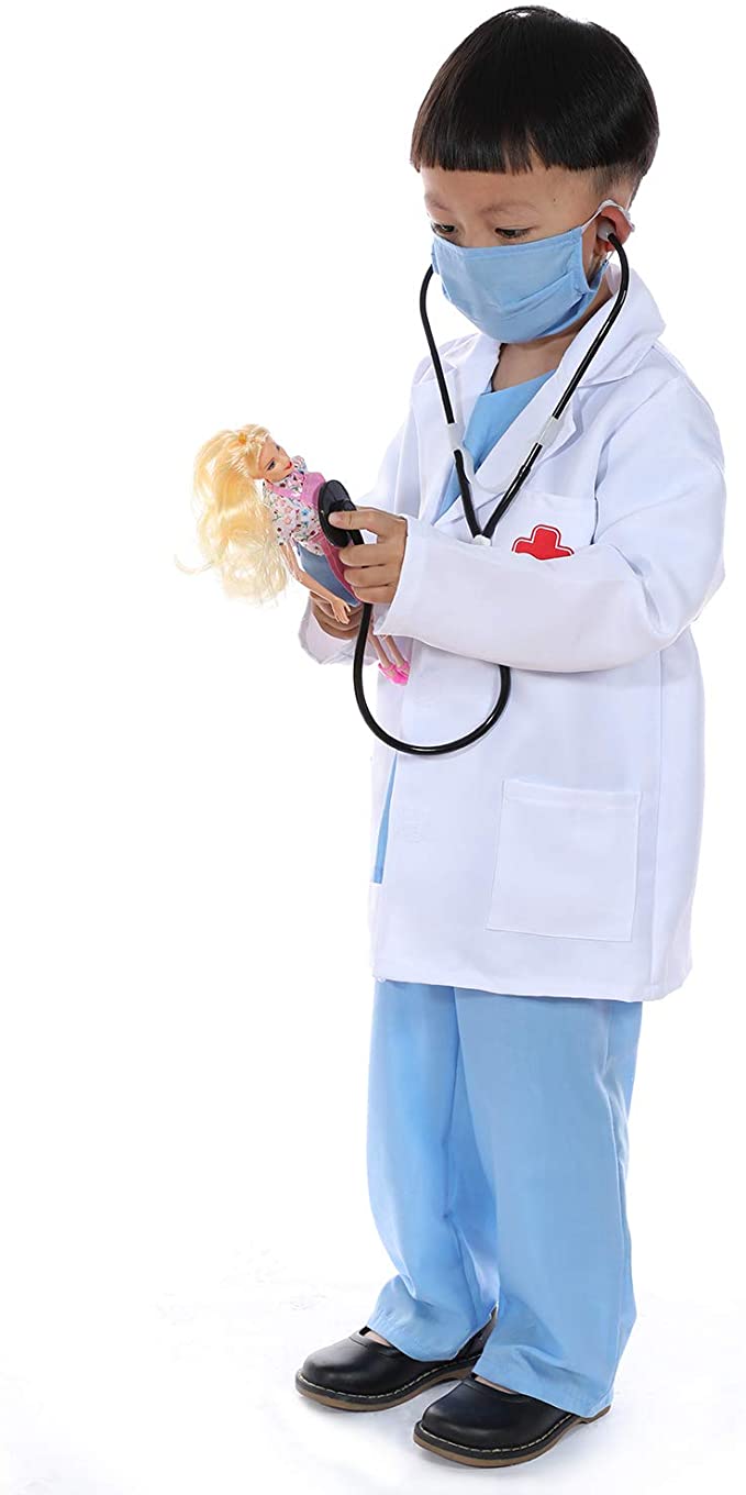 Career Day DOCTOR - BOYS Pretend-Play BLUE Doctor Costume for Kids - Image 2