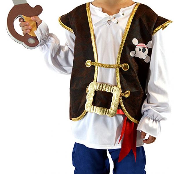Boys Pirate Costume for Kids Deluxe Costume Set – SIZE TODDLER(3-4)