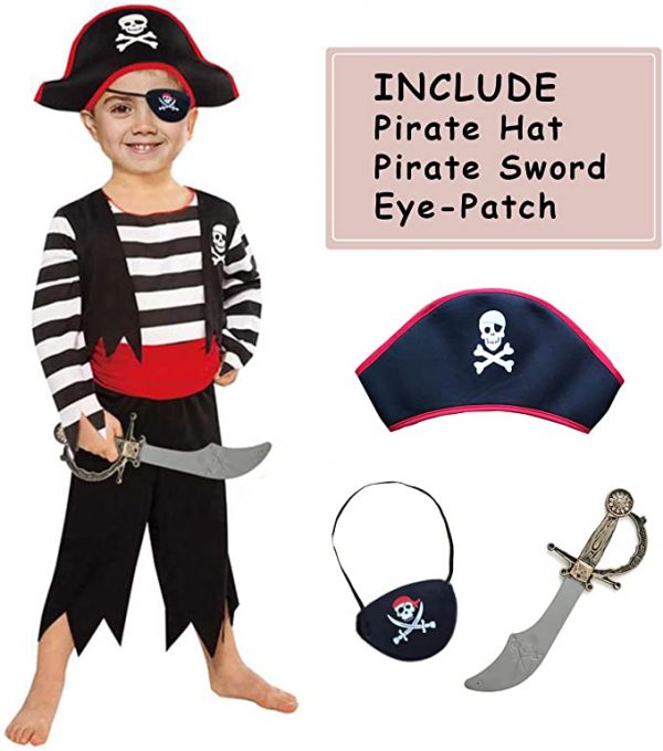 Children's Pirate Costume with Accessories - SIZE SMALL 3T-4T