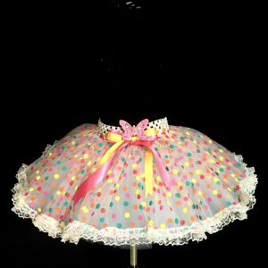 CUSTOM MADE Child tutu – TODDLER colorful polka dot lace trim extra fluffy tutu Fits 3-4YRS