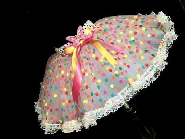 CUSTOM MADE Child tutu – TODDLER colorful polka dot lace trim extra fluffy tutu Fits 3-4YRS - Image 2