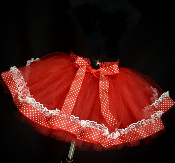 CUSTOM MADE Child tutu – TODDLER RED/WHITE Lace Minnie Mouse fluffy tutu Fits up to 2YRS