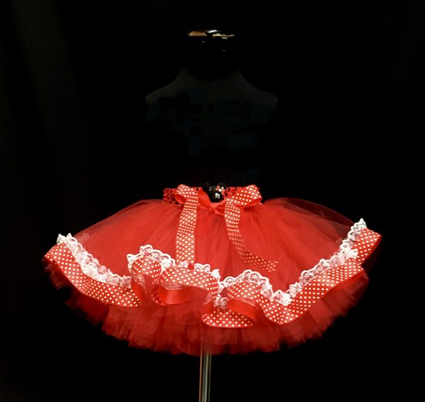 CUSTOM MADE Child tutu – TODDLER RED/WHITE Lace Minnie Mouse fluffy tutu Fits up to 2YRS - Image 2