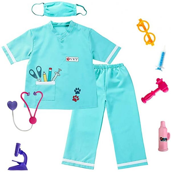 Career Day VETERINARIAN - Kids Animal Doctor Role Play Costume Set Light Green SIZE: TODDLER 3-6 - Image 3