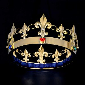 Men GOLD Fleur De Lis Jeweled King Crown
