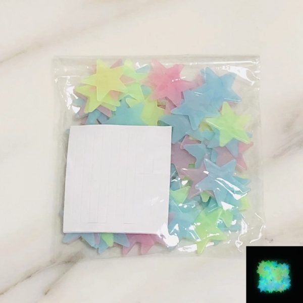 50pcs – pack Luminous Stars Non-Translucent Decorative Stereoscopic Wall Stickers MULTICOLOR