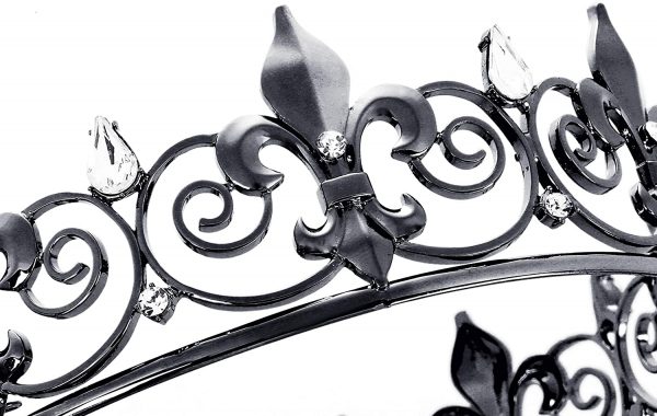 2 inch Height BLACK Clear Teardrop Rhinestone Royal King Queen Fleur De Lis Tiaras Crown Hair Jewelry - Image 6