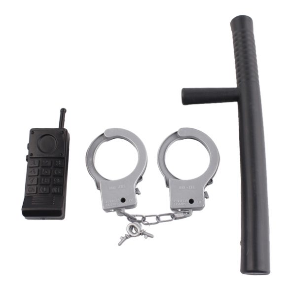 Policeman 3pc Accessory Baton Handcuff Set