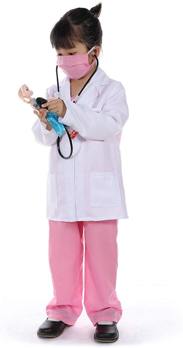 Career Day DOCTOR - GIRLS Pretend-Play PINK Doctor Costume for Kids - Image 2