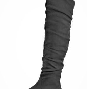 OVER KNEE BOOTS - GREY- Women's Ruched Over-Knee High Boots SIZE: 10