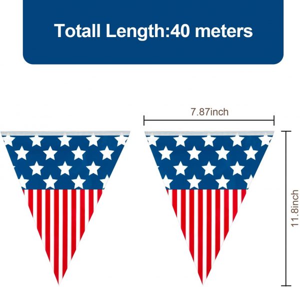 4th of July – 30ft Patriotic Bunting Banner Flags 20 flags - Image 2