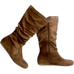MID CALF HIGH BOOTS - DARK TAN - SUEDE Women’s Mid-Calf slouchy flat casual dress boots SIZE: 10