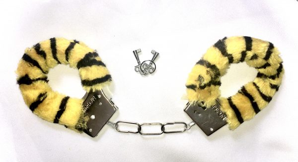 HANDCUFFS - PLUSH Stainless Steel Metal Handcuffs - TIGER
